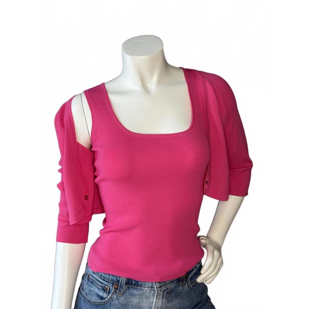 One Girl Who Hot Pink Knit Tank & Shrug Set Size S/P 2 Piece Lightweight